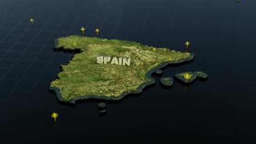 Spanien 3D-Karte mit Animation