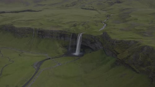 Majestic Aerial View of Skogafoss Waterfall, Iceland