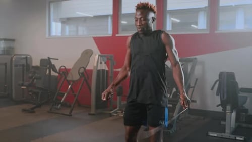 Black Athlete Skipping a Rope As Cardio Workout