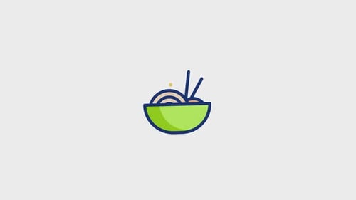 Animated Noodle Bowl with Chopsticks Icon