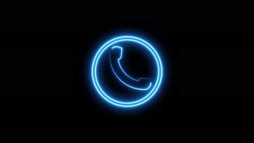Animated Neon Blue Phone Call Icon Loop