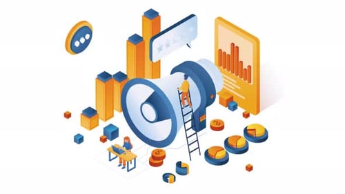 Isometric Marketing and Business Data Analysis Animation