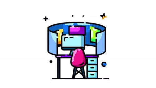 Flat Design Animation of a Creative Technology Workspace