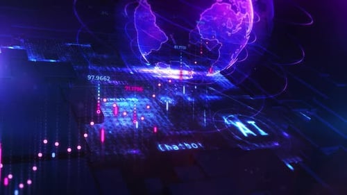 Animated Futuristic Global AI Data Network with Digital Interface