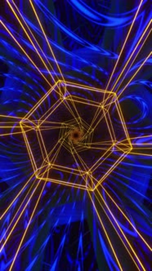 Abstract Neon Geometric Tunnel Loop Background