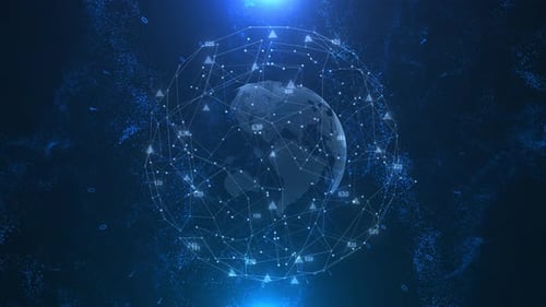 3d Earth Globe Rotation Computer Binary Data Network Background Global Network Connection