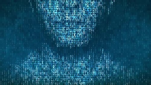 Head of Internet Hacker and Artificial Intelligence on Neural Network Monitor