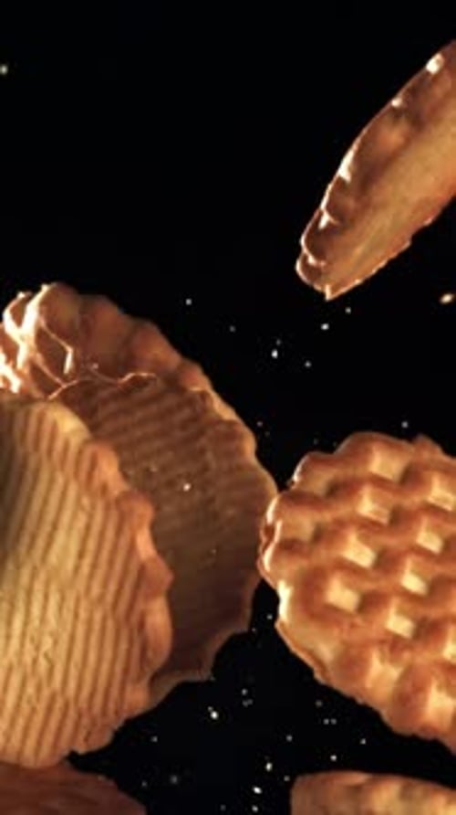 The Cookies Fly Up and Fall Down Filmed on a Highspeed Camera at 1000 Fps