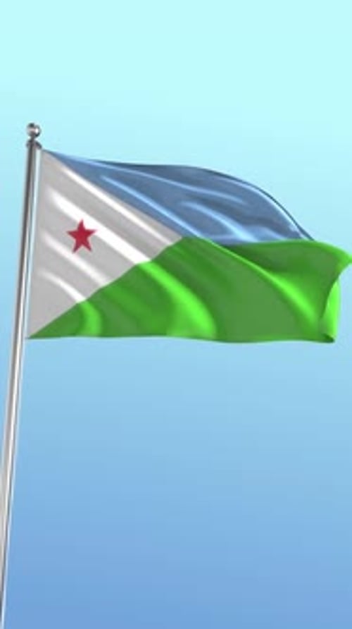 Djibouti National Flag Waving Vertical Background