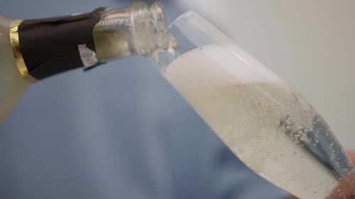 Sparkling Wine Pour in Champagne Flute Glass