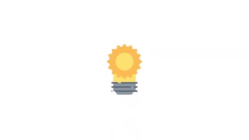 Flat Design Lightbulb Idea Icon Animation Reveal