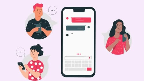 Flat Design Animated Smartphone Chat Messaging