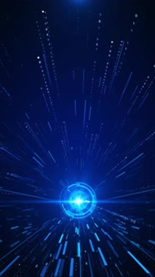 Futuristic Digital Data Stream Tunnel Background Animation