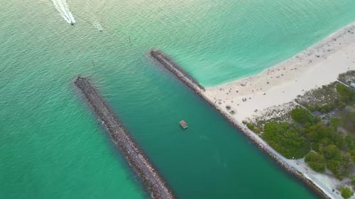 Nokomis Beach Ocean Inlet with Sailing Boats and North and South Jetty in Sarasota County USA Many