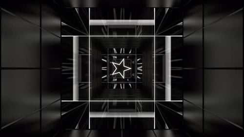 Weißer quadratischer rotierender Tunnel mit Sternenhintergrund VJ Loop in 4K