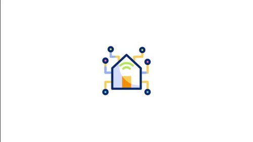 Flat Design Smart Home Network Icon Connection Animation