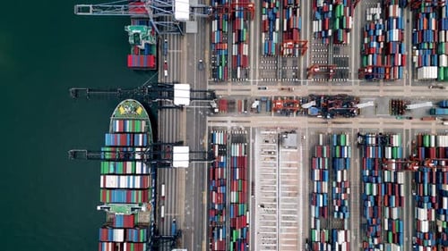 Cargo Shipping Port with Transportation Freight Containers Loading for Shipment