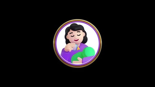 Rotating 3D Icon of Mother and Baby Care