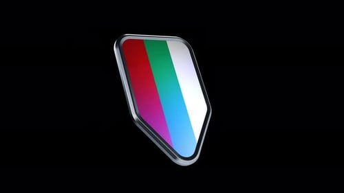 das Erscheinen einer Metallplakette mit der Flagge des Alpha-Kanals des Landes "Bulgarien“