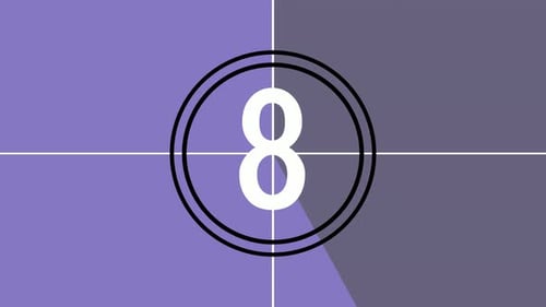 Old movie countdown ten to zero. Film head leader with real-time countdown clock.