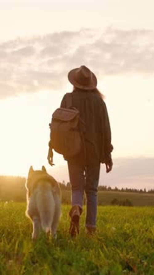 A Beautiful Sunset Walk with My Dog in a Wide Open Field of Grass As Far As the Eye Can See