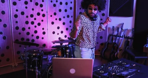 African Dj Man Mixing New Album Inside Boutique Recording Studio African