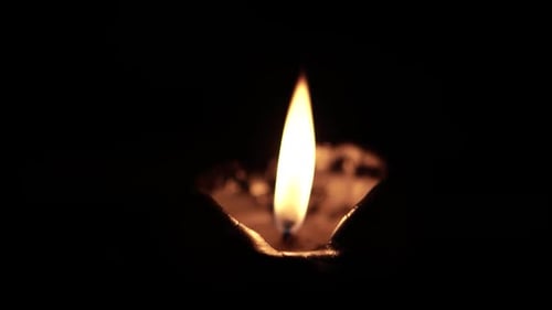 Candle Flame Flickering in the Dark