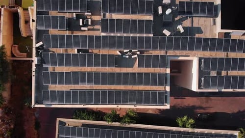 Rooftops with Solar Panels Aerial view