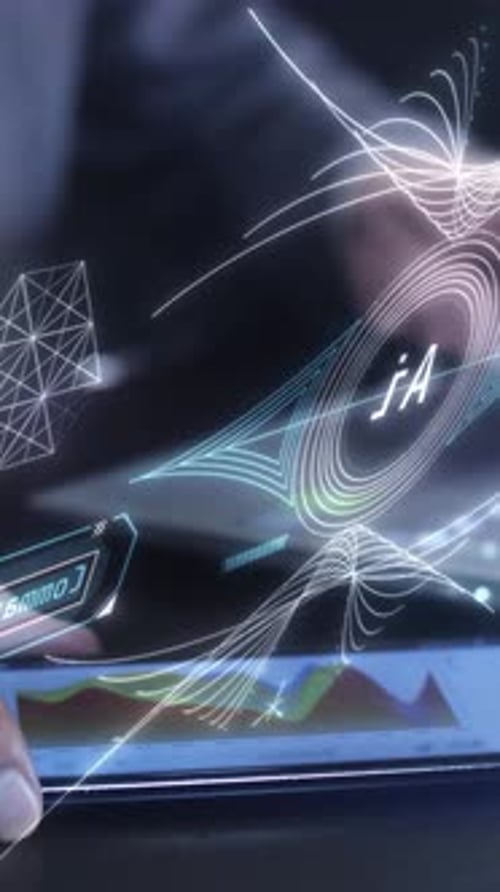 Work of AI on the Background of a Businessman with a Laptop