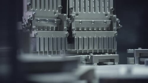 Primer plano de una máquina de línea de montaje automática