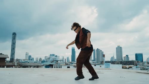B-boy dance performance by professional street dancer. Break dance. hiphop.