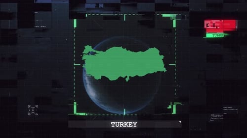 Futuristic Turkey Map Scan and Country Highlight UI