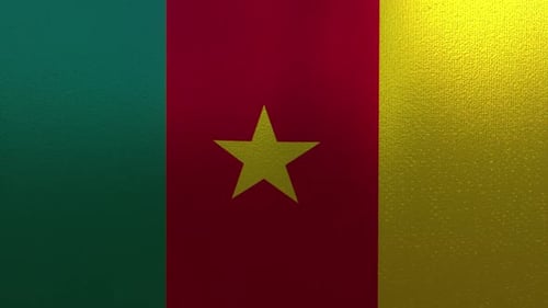 Cameroon National Flag Waving Loop with Fabric Texture