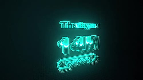 Neon Thank You Social Media Followers Counter Animation