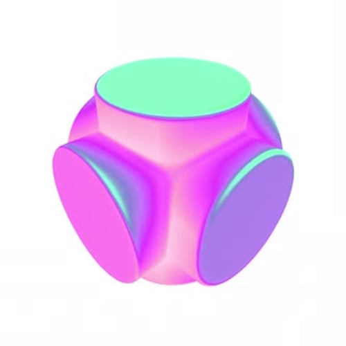 3D Crossed Iridescent Cyclinders Shape
