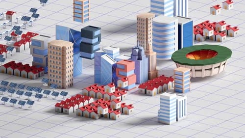 City infrastructure building animation