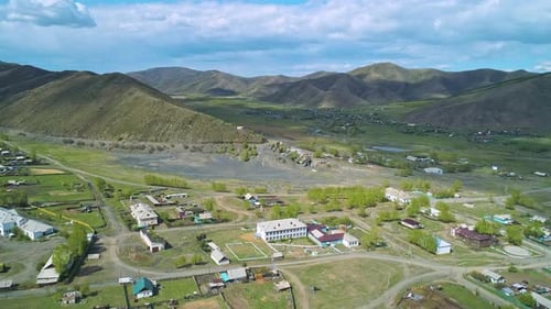 Aerial View of an Abandoned Factory in Natural Landscape Ruined Mountainconcentrating Combine