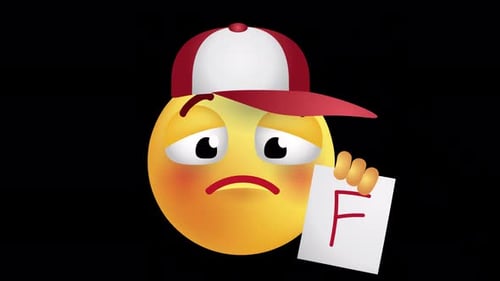 Sad Emoji Student Holding F Grade Paper Animation