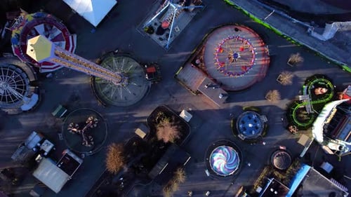 Aerial Top Down View of an Amusement Park