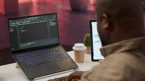 AI Software Developer Creating an Algorithm for Deep Learning and Data Mining