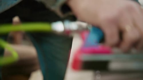 Close Up of Woodworker Using Staple Gun