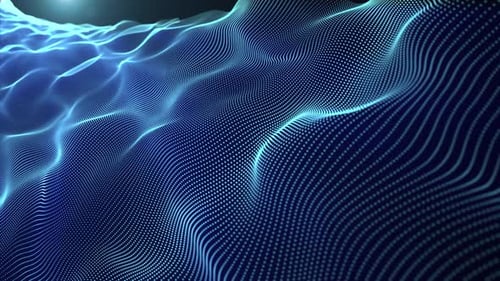 Abstract Blue Digital Wave Particle Field Background Animation
