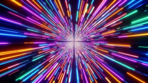 Vibrant Neon Light Streaks Exploding From Center