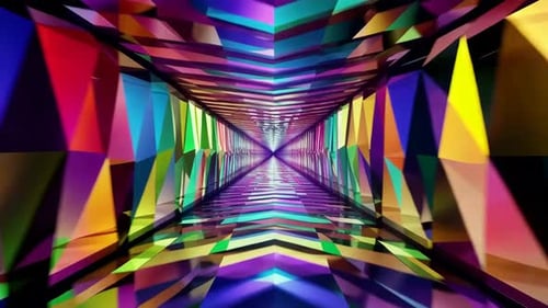 Colorful Geometric Kaleidoscope Infinity Tunnel Loop