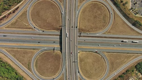 Aerial View of Road Interchange or Highway Intersection