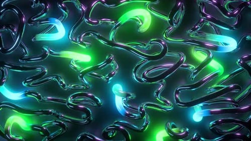 Looping Abstract Neon Glowing Metallic Wires Background