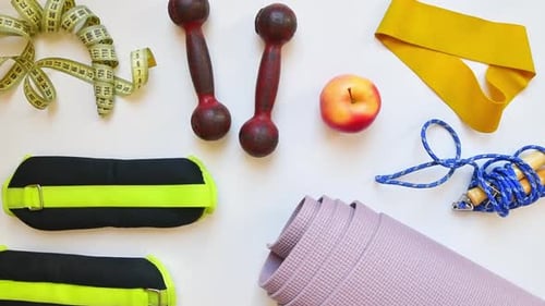Gym Accessories On White Background (Zoom Out)
