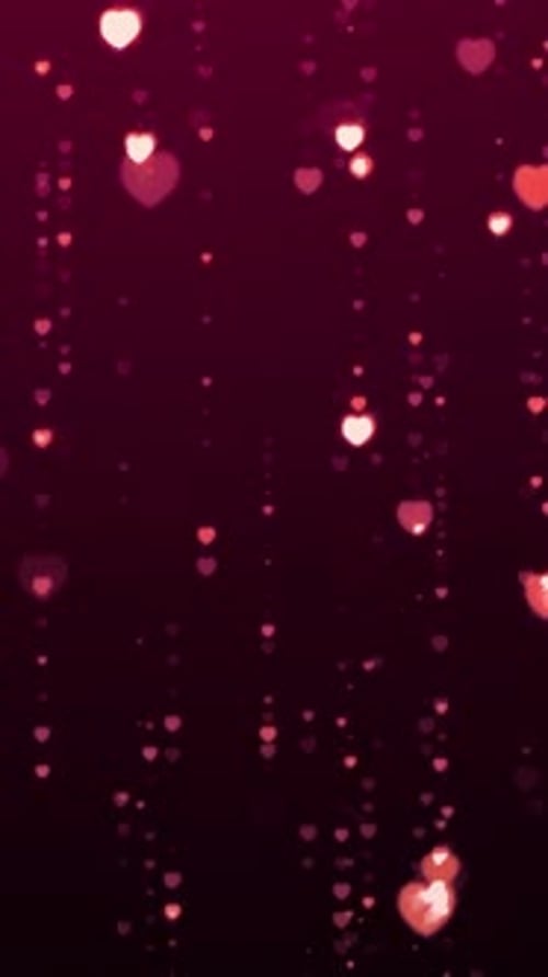 Corações de glitter roxo brilhante, partículas caindo