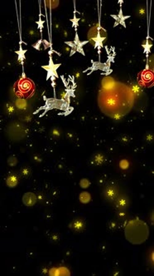Christmas Ornaments and Golden Snowflakes Festive Background