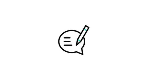 Flat Design Animated Communication Chat Icon with Pencil
